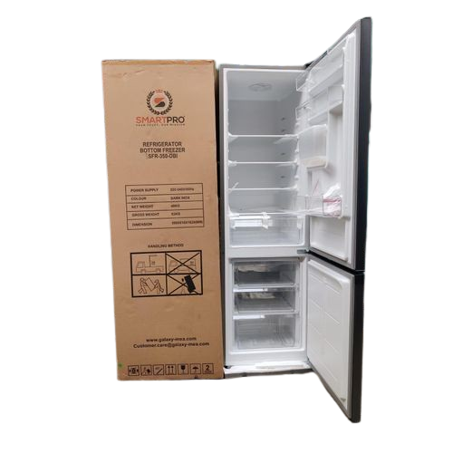 SmartPro SFR-350-DBI 280L Double Door Refrigerator – Dark Inox, Bottom Freezer, Water Dispenser, Energy Saving Fridge
