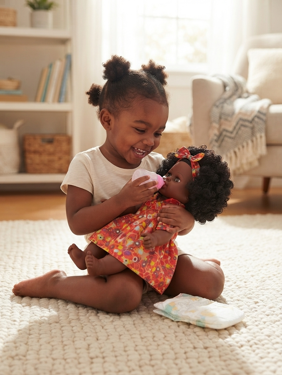 African Doll for Kids – Beautiful Black Baby Doll | Educational Pretend Play Toy for Boys & Girls