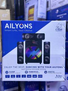 AILYONS ELP3615K 3.1 CHANNEL BLUETOOTH MULTIMEDIA SPEAKER SYSTEM WITH USB, FM RADIO, LED LIGHTING & 1-YEAR WARRANTY
