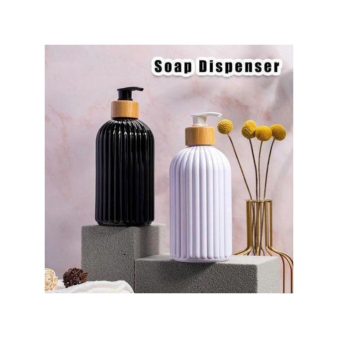 500ml Strip Soap Dispenser With Bamboo Pump Refillable Bottle Shampoo Conditioner Lotion Body Wash Empty Container