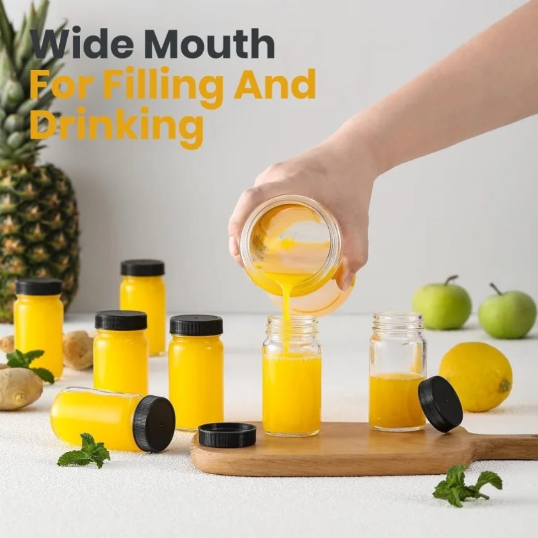 3/5/6/10pcs Ginger Shots Bottles Portable Leak proof Glass Jars With Lids- Glass Juice Shot Bottles With Caps For Wellness Shot- 60Ml - make your healthy shots super easy and fresh