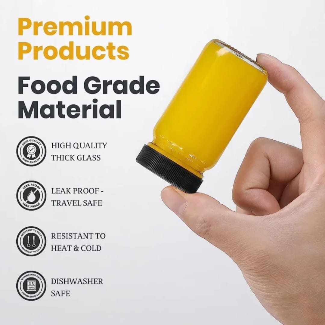 3/5/6/10pcs Ginger Shots Bottles Portable Leak proof Glass Jars With Lids- Glass Juice Shot Bottles With Caps For Wellness Shot- 60Ml - make your healthy shots super easy and fresh