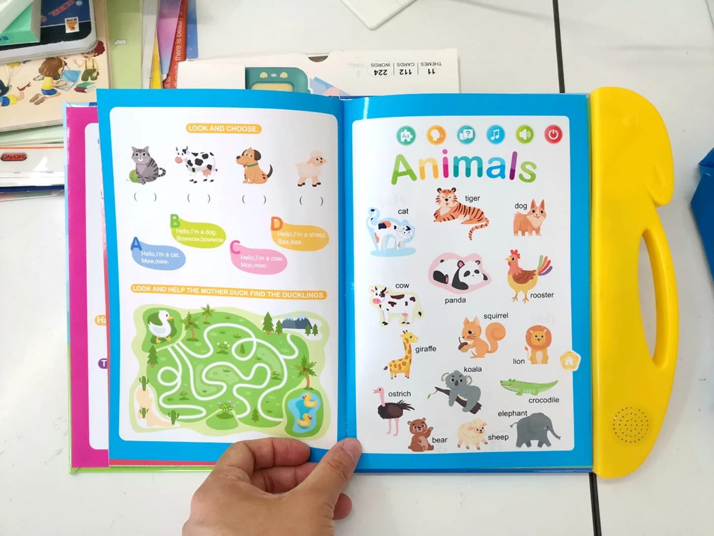 Audio Early childhood English Words Sound book, listen, learn read for Kids intelligence with 114 Words, 7 Learning Themes, 26 letter and Numbers, 15 interactive practice, and Songs