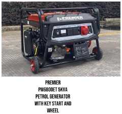 Premier PM6800ET 5kVA Petrol Generator with Electric Key Start & Wheels – Heavy-Duty Portable Power Generator