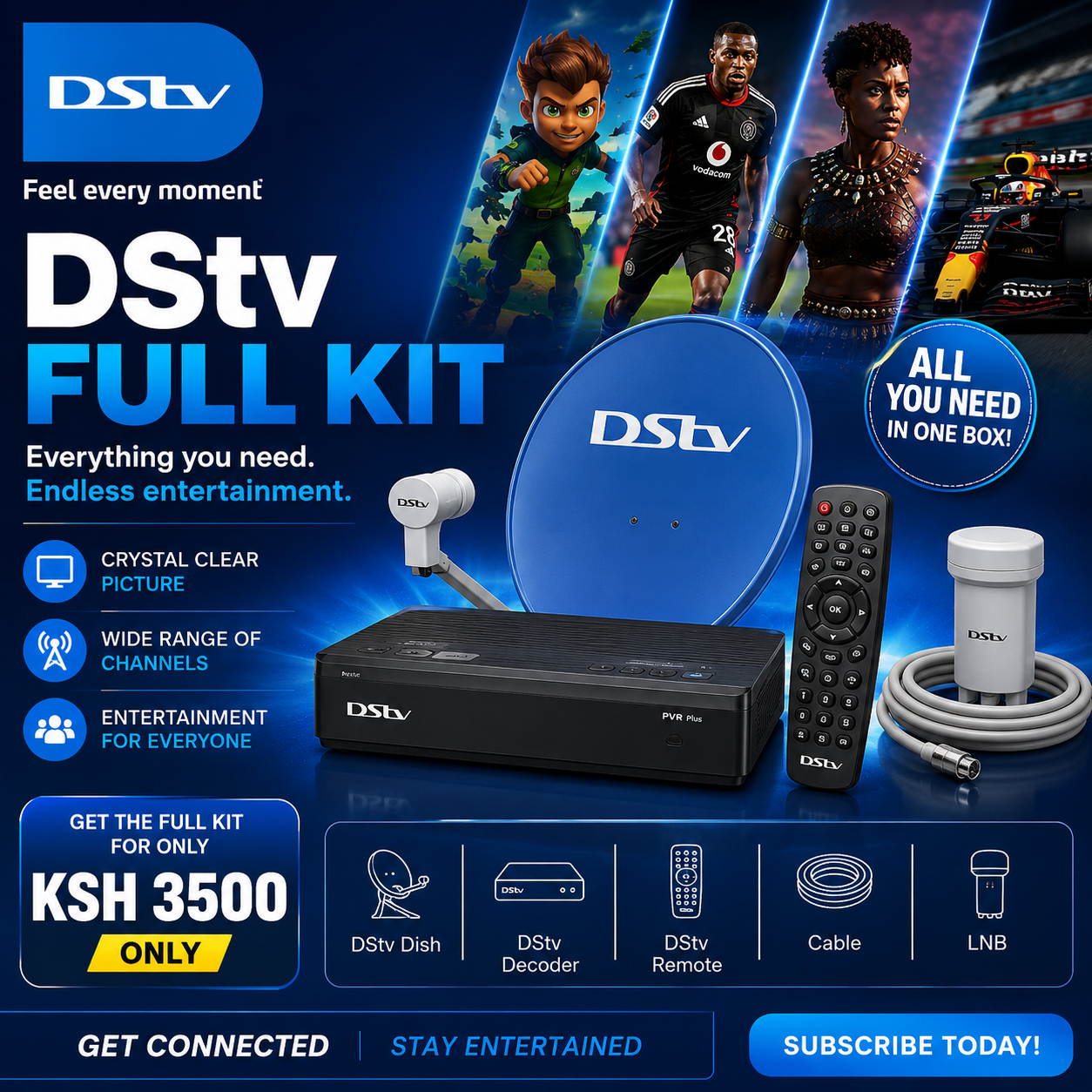 Dstv Full KIT HD Zapper - Dish Kit + No Sub