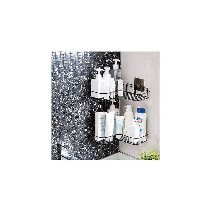 Wall-Mounted Bathroom Storage Rack Corner Shelf Hooks Holder Kitchen Basket, Soap Shampoo Rack, Bathroom Racks and Shelf/Shelves Corner Rack