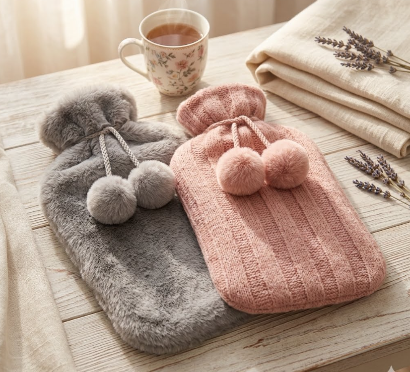 Hot Water Bottle with Cover, 2L Large Capacity Hot Water Bag, Skin-Friendly Material and Long-Lasting Warmth Suitable for Children and Adults Bed Warmer Bag