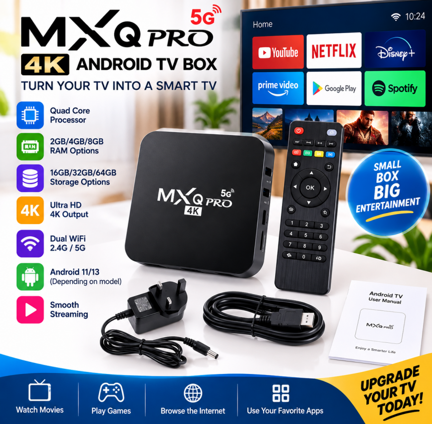 Mxq PRO 4K Android 11.1 Smart TV Box- 8 GB/128 GB