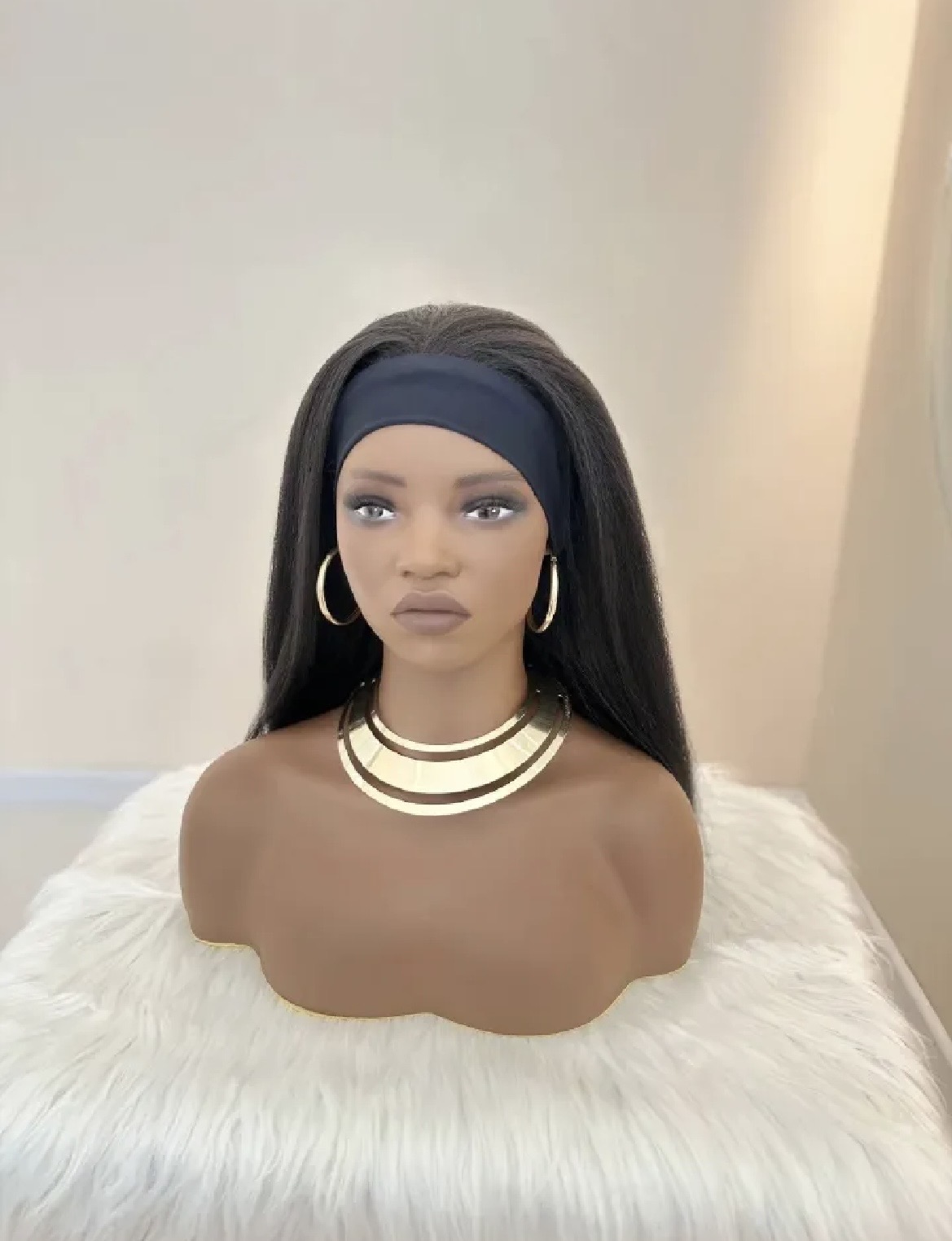 Natural straight synthetic Headband Wig + Free gift inside!