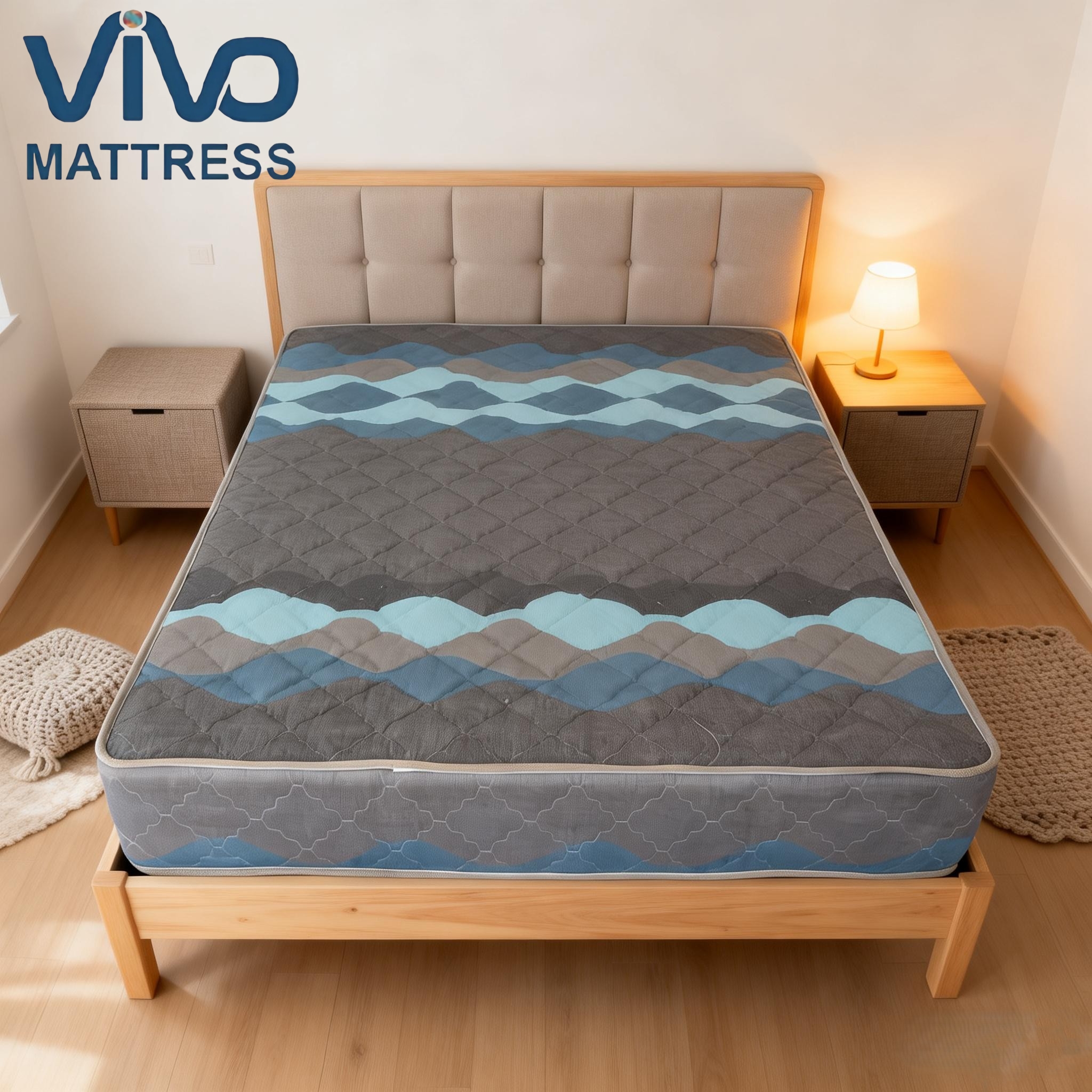 Vivo Elegant Mattress Kenya – Black Quilted High Density Foam Mattress with Flowers | Spinal Support & Premium Comfort | All Sizes Bedroom Furniture