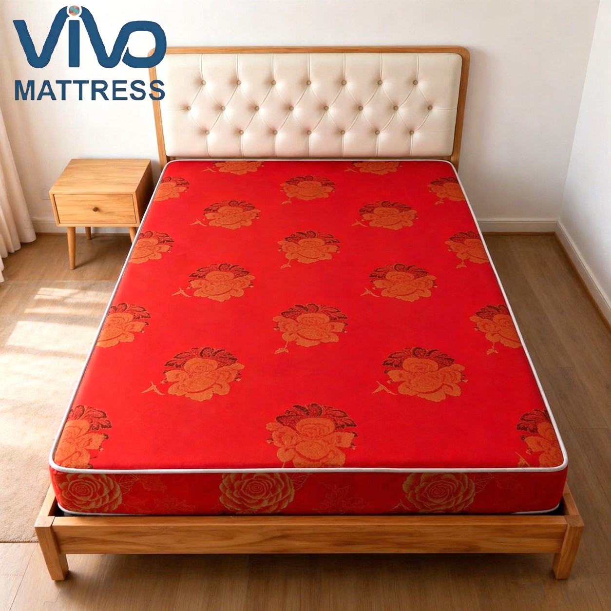 Vivo Budget Mattress Kenya – Super High Density Quilted Floral Mattress | Red Pattern Affordable & Durable Bedroom Comfort | All Sizes Available