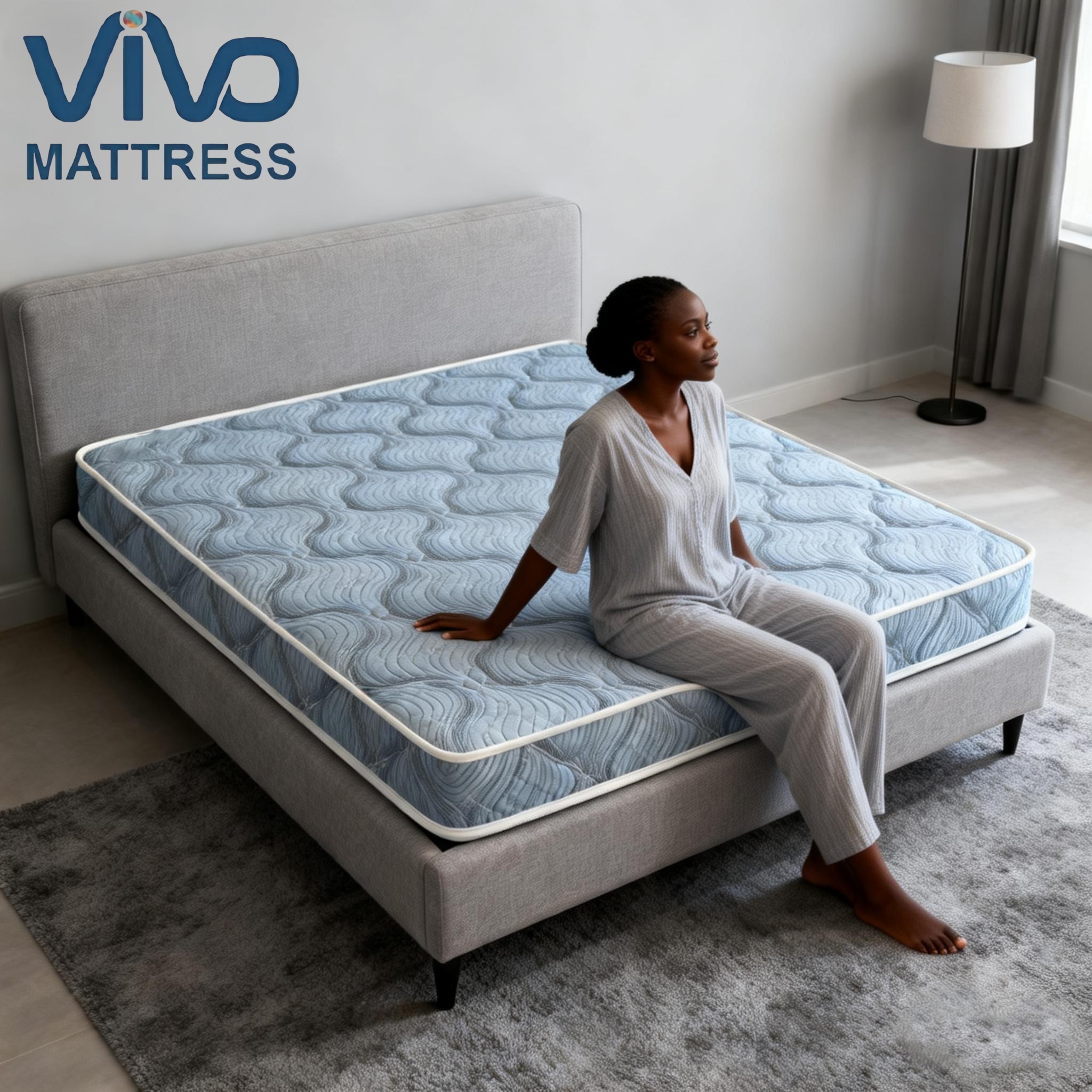 Vivo Quilted Top Mattress Kenya – Super High Density Foam Mattress with Flowers | Deep Sleep & Gentle Cushioning | Quilted Design for Bedroom Comfort | All Bed Sizes
