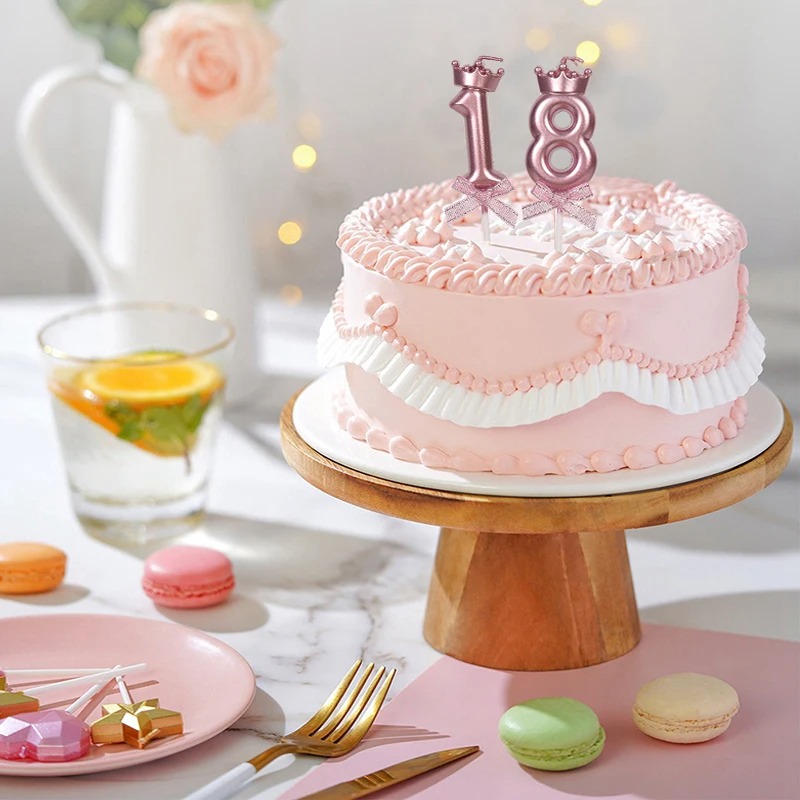 Girls Birthday Number Balloon & Candle Set – Number Foil Balloon with Matching Cake Candle