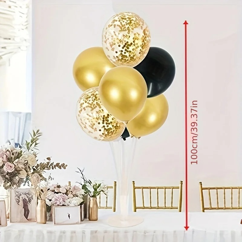 27 piece Boys Birthday Balloon Decoration Kit – Blue & White Balloons, Arch Strip, Stand & Glue Dots