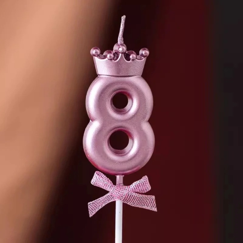 Girls Birthday Number Balloon & Candle Set – Number Foil Balloon with Matching Cake Candle