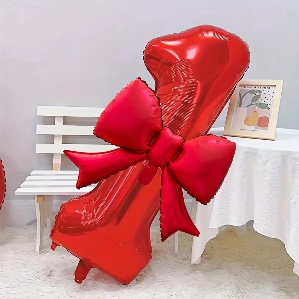 2 pcs 40inch Red Number 0-9 Balloon with Red Bowknot and glue dot for mounting birthday decoration