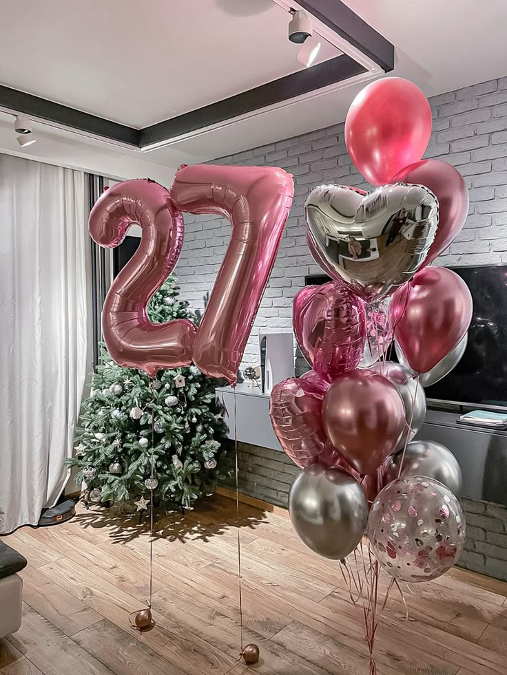 16 Inch Number Foil Balloon for Birthday Party Decoration – Hot Pink & Blue number balloon decor