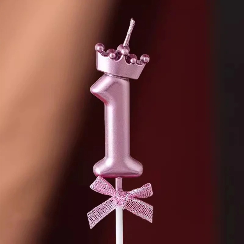 Girls Birthday Number Balloon & Candle Set – Number Foil Balloon with Matching Cake Candle