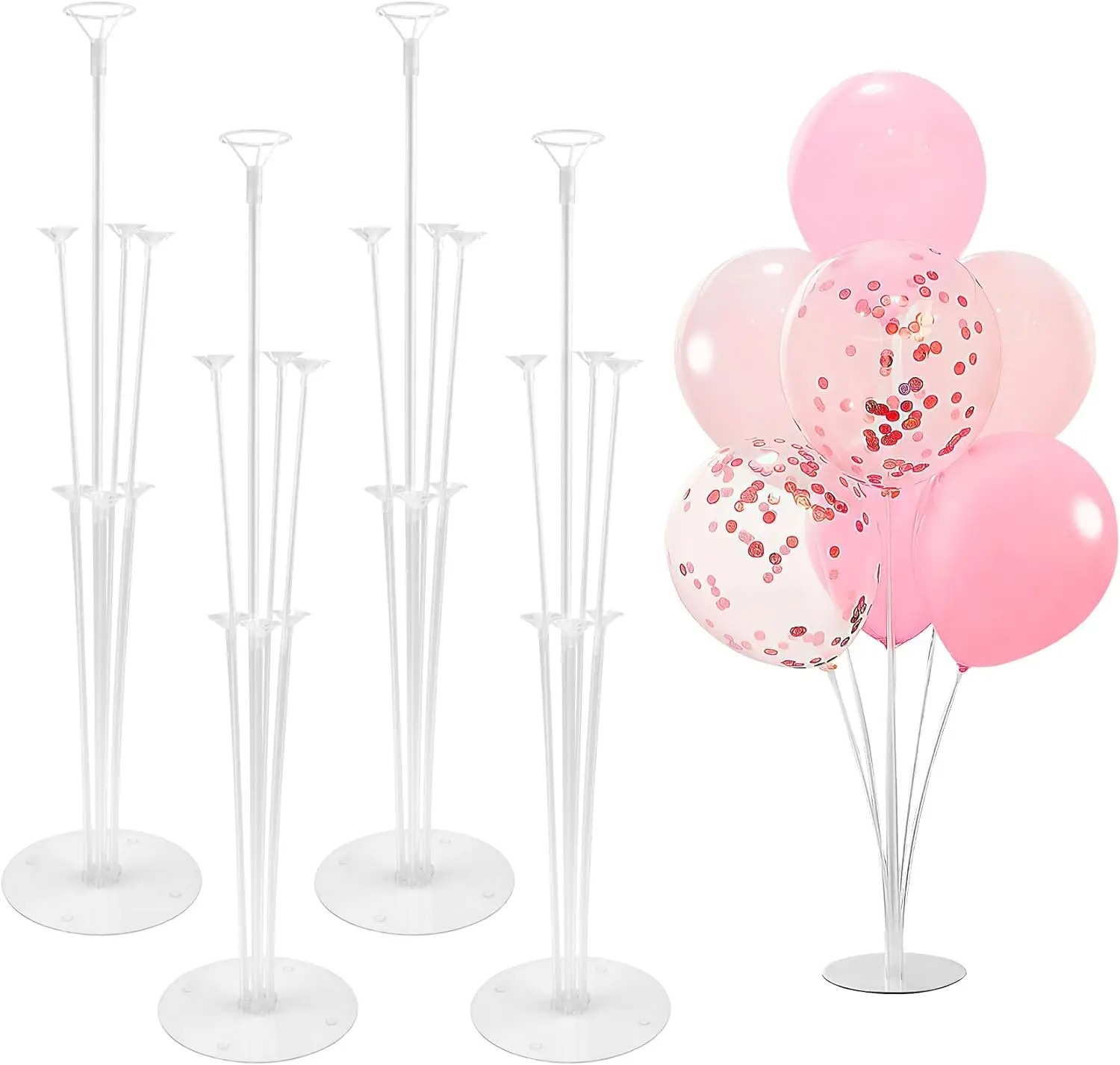 Balloon Stand with 7 mixed Balloon Set – Blue & White, pink & white balloons for birthday and baby shower decor