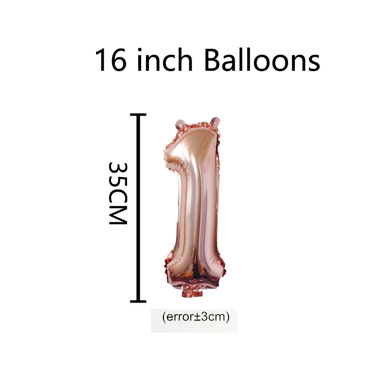 16 Inch Blue Pink Gold Number Foil Balloons Festival Digit Air Balloons Birthday Party Wedding Decor Balloons