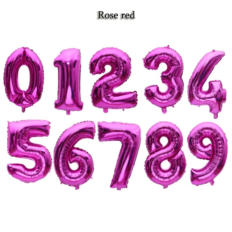 16 Inch Blue Pink Gold Number Foil Balloons Festival Digit Air Balloons Birthday Party Wedding Decor Balloons