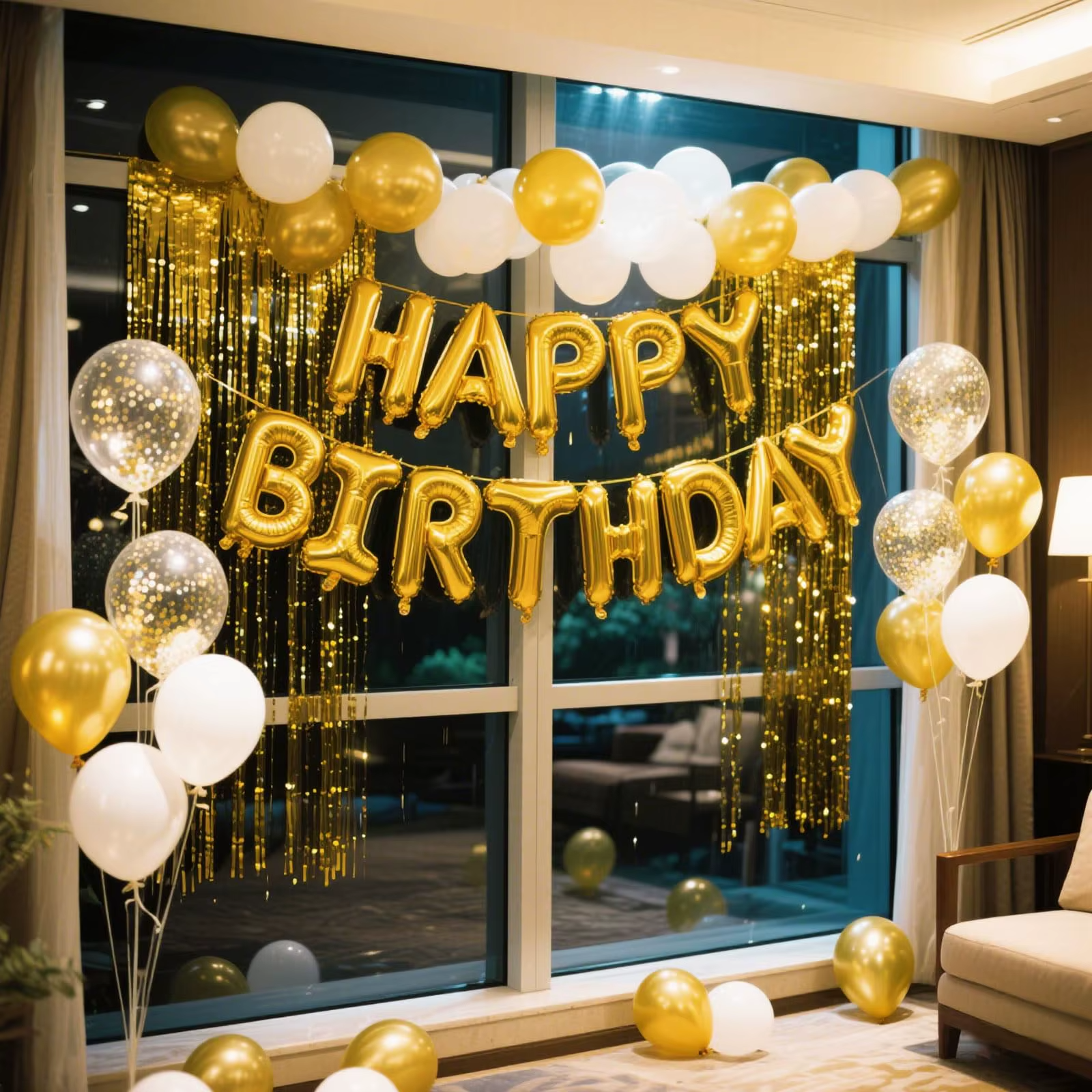 Gold Blue Happy Birthday Balloon 16Inch Foil Letters Birthday Sign Banner for Girls, Boys, Kids, Adults Birthday Decoration