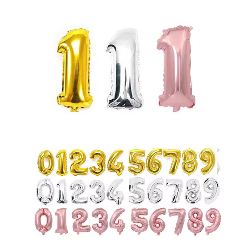 16 Inch Blue Pink Gold Number Foil Balloons Festival Digit Air Balloons Birthday Party Wedding Decor Balloons