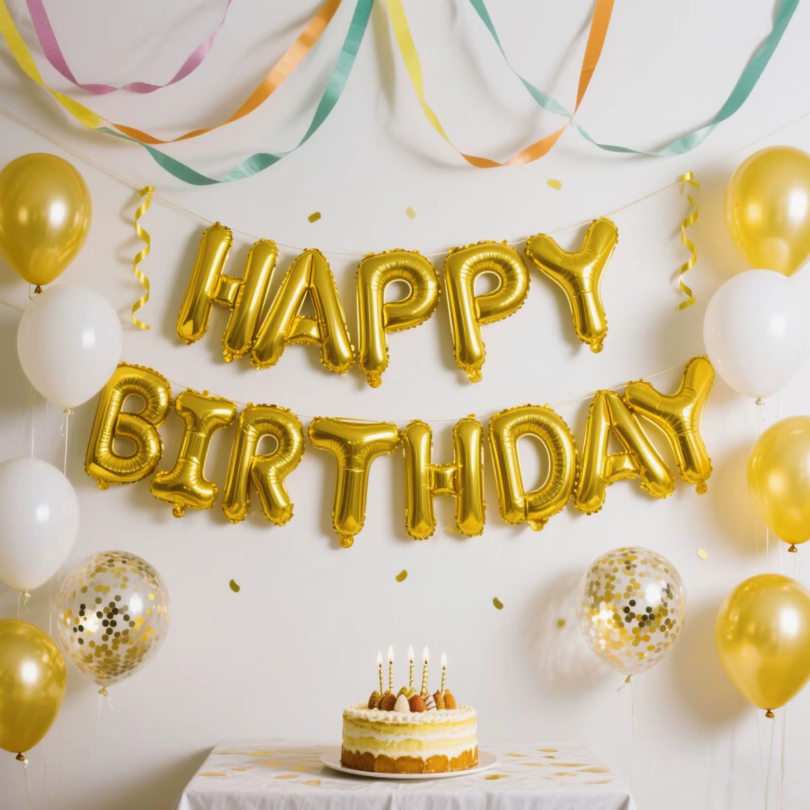 Gold Blue Happy Birthday Balloon 16Inch Foil Letters Birthday Sign Banner for Girls, Boys, Kids, Adults Birthday Decoration