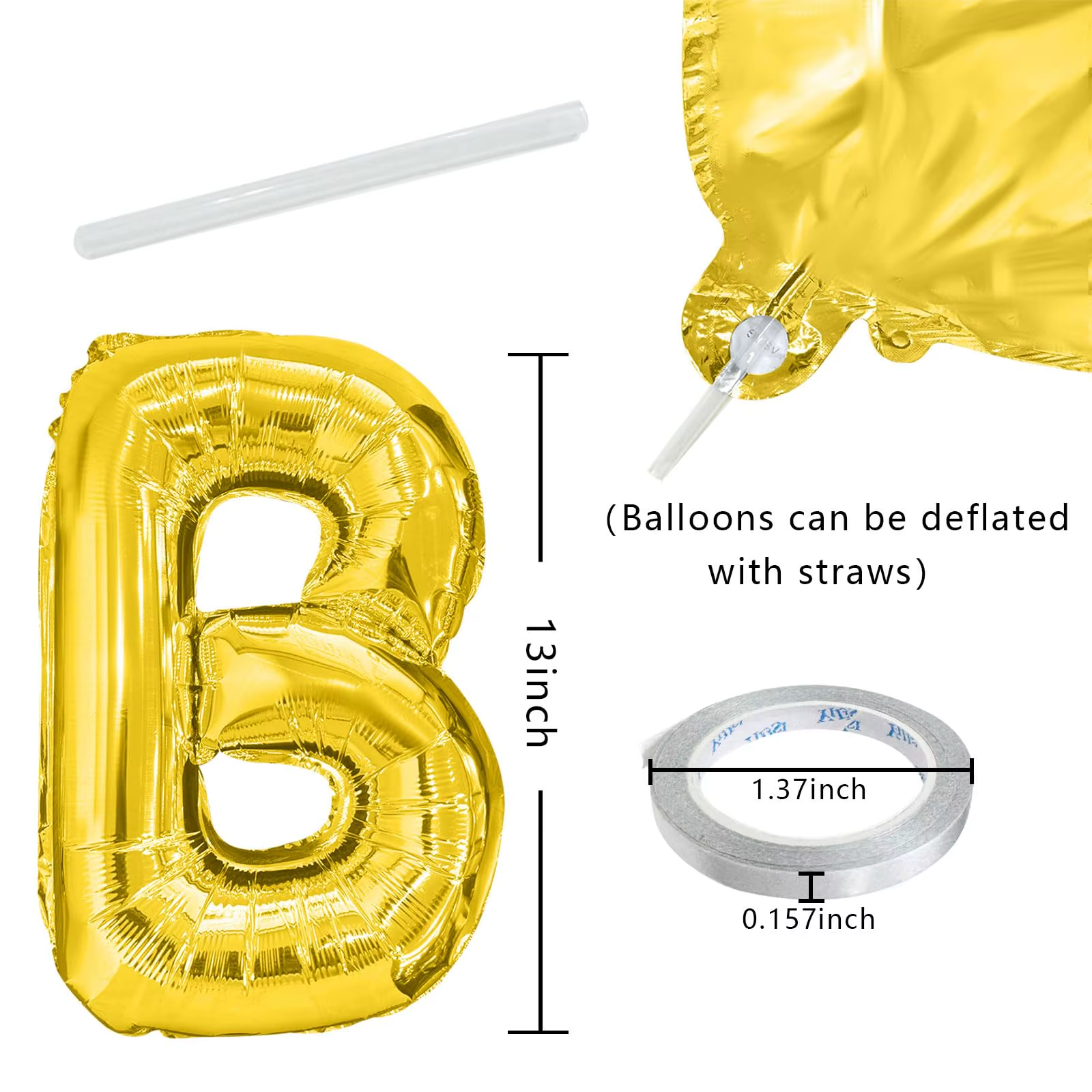 Gold Blue Happy Birthday Balloon 16Inch Foil Letters Birthday Sign Banner for Girls, Boys, Kids, Adults Birthday Decoration