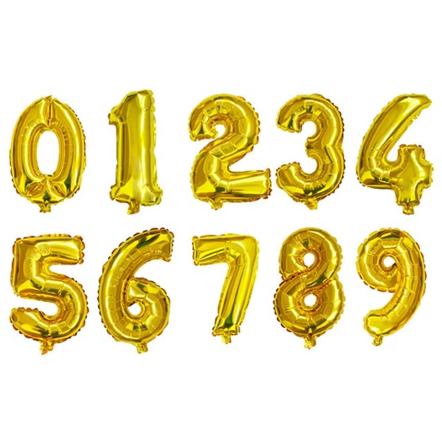 16 Inch Blue Pink Gold Number Foil Balloons Festival Digit Air Balloons Birthday Party Wedding Decor Balloons