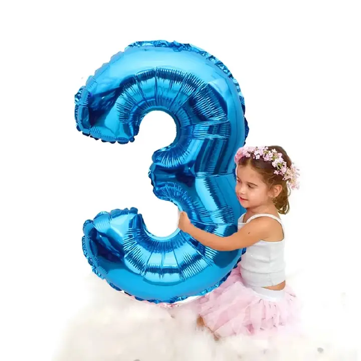 16 Inch Blue Pink Gold Number Foil Balloons Festival Digit Air Balloons Birthday Party Wedding Decor Balloons