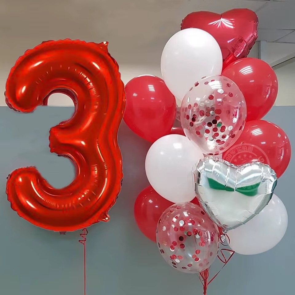 40 Inch Red Number Foil Balloons Festival Digit Air Balloons Birthday Party Wedding Decor Balloons