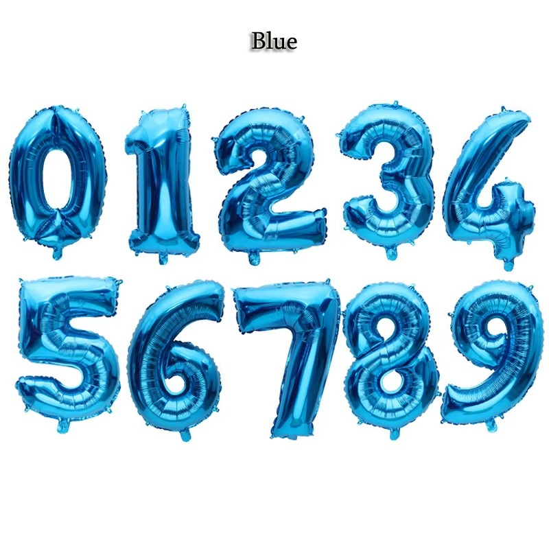 16 Inch Blue Pink Gold Number Foil Balloons Festival Digit Air Balloons Birthday Party Wedding Decor Balloons