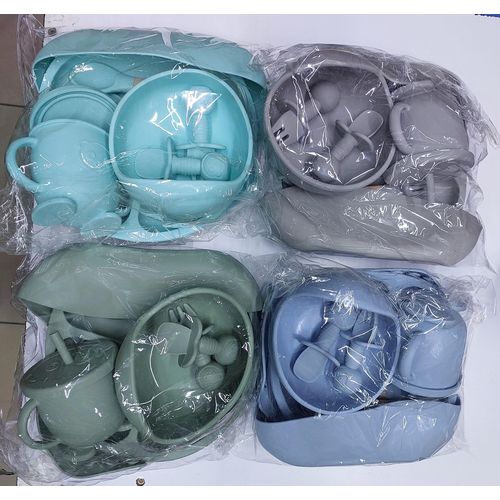 CLEARANCE OFFER BPA-Free Baby Silicone Feeding Set - 10 Pieces, Safe & Non-Toxic, Mess-Free Design