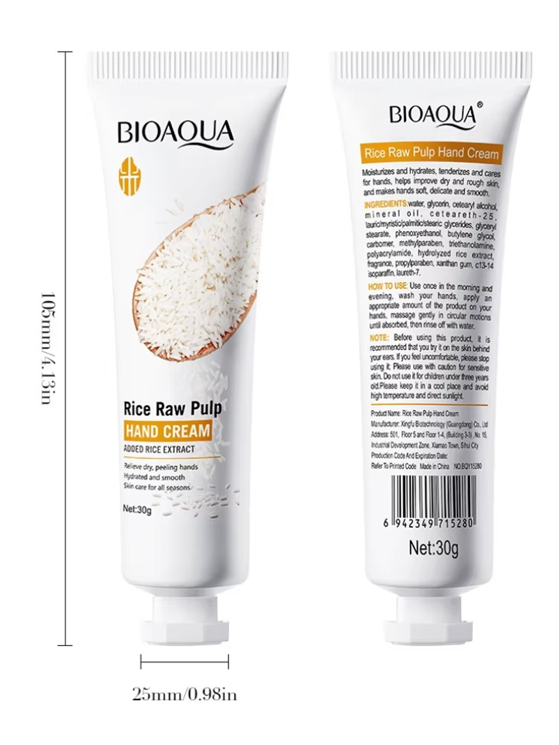 Rice Hand Cream Volumizing Rejuvenating Nourishing Moisturizing Refreshing Non-Greasy Hand Care Cream 30g