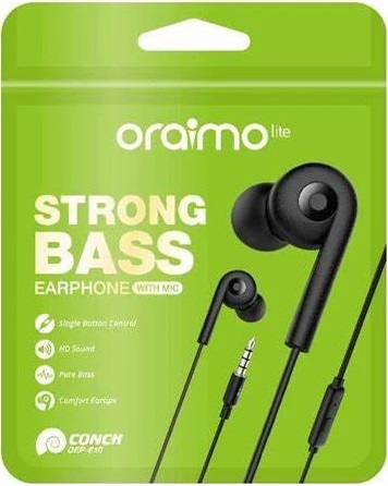 Oraimo Earphone Black HD Sound Earphone + Mic