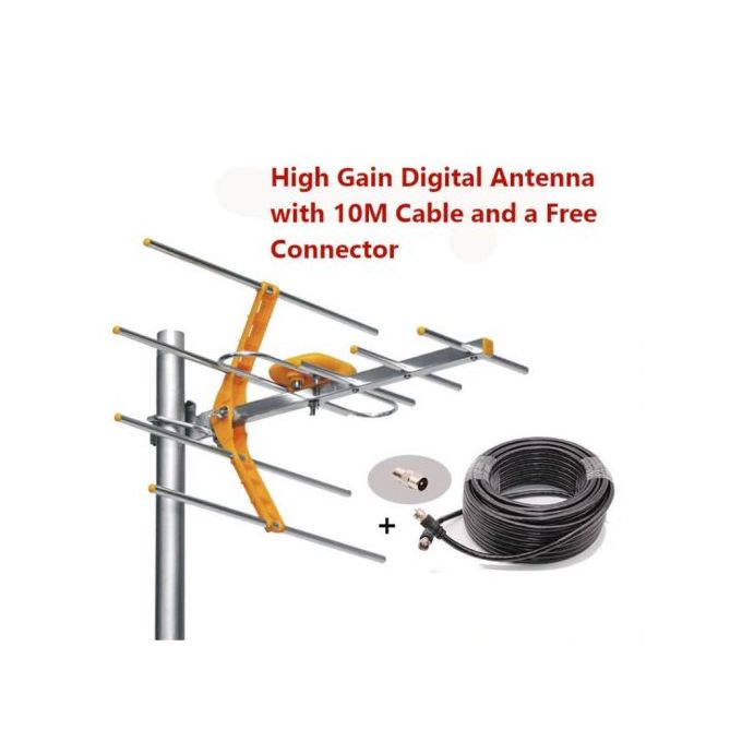 Digital TV Antenna - 10M Coaxial Cable - UHF/VHF Signal Receiver
