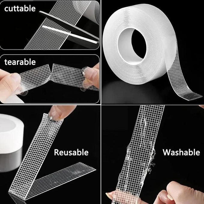 Double Sided Tape Hand Tearable Extra Strong Nano Tape Bonding Instead of Drilling Reusable Transparent