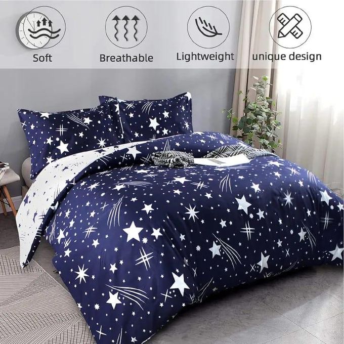 【Anniversary Deal】4pcs Duvet Comforter Set Duvet Blanket Starry Sky Bedding Set 1 Soft Microfiber Polyester Comforter 1 White Sheet 2 White Pillowcases