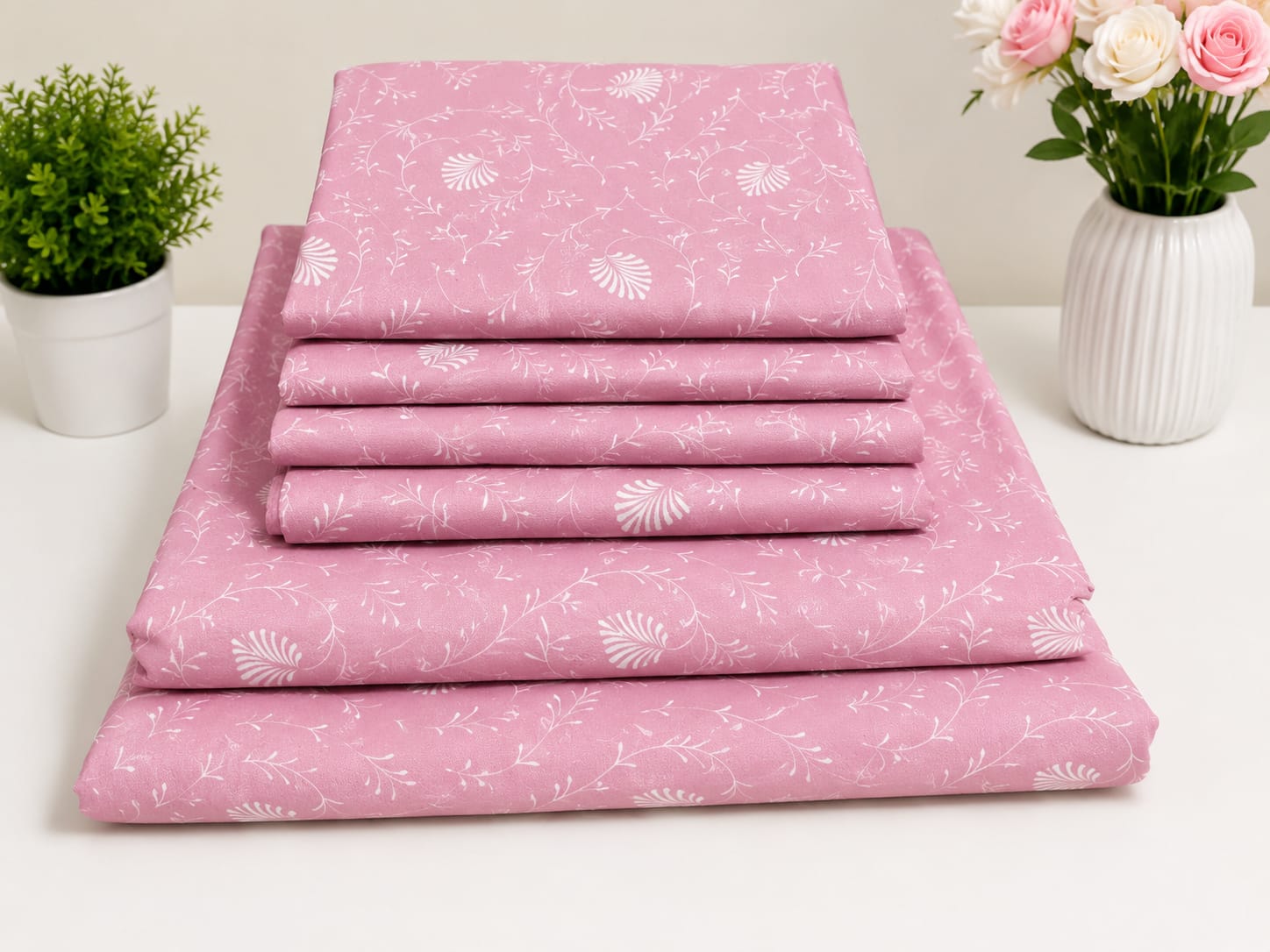 6pc set bedsheets 6×6 (2 Bed sheets, 4 pillow cases)