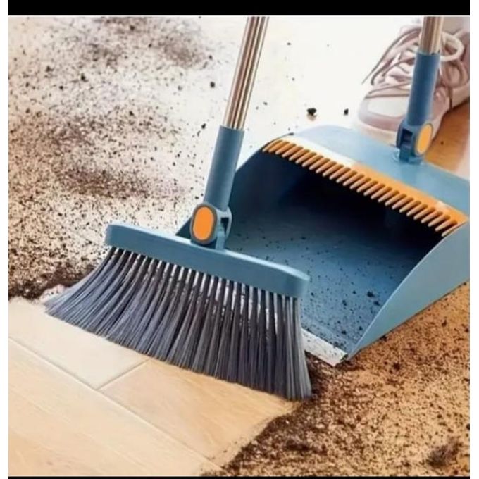 2 in1 Brooms and Dustpan Set with Scraper, Foldable Rotatable Broom, Hair Catcher Dustpan for Floor