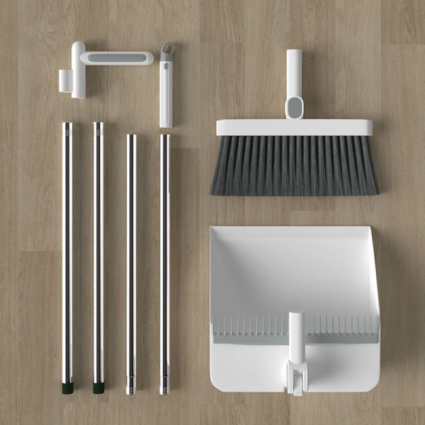 2 in1 Brooms and Dustpan Set with Scraper, Foldable Rotatable Broom, Hair Catcher Dustpan for Floor