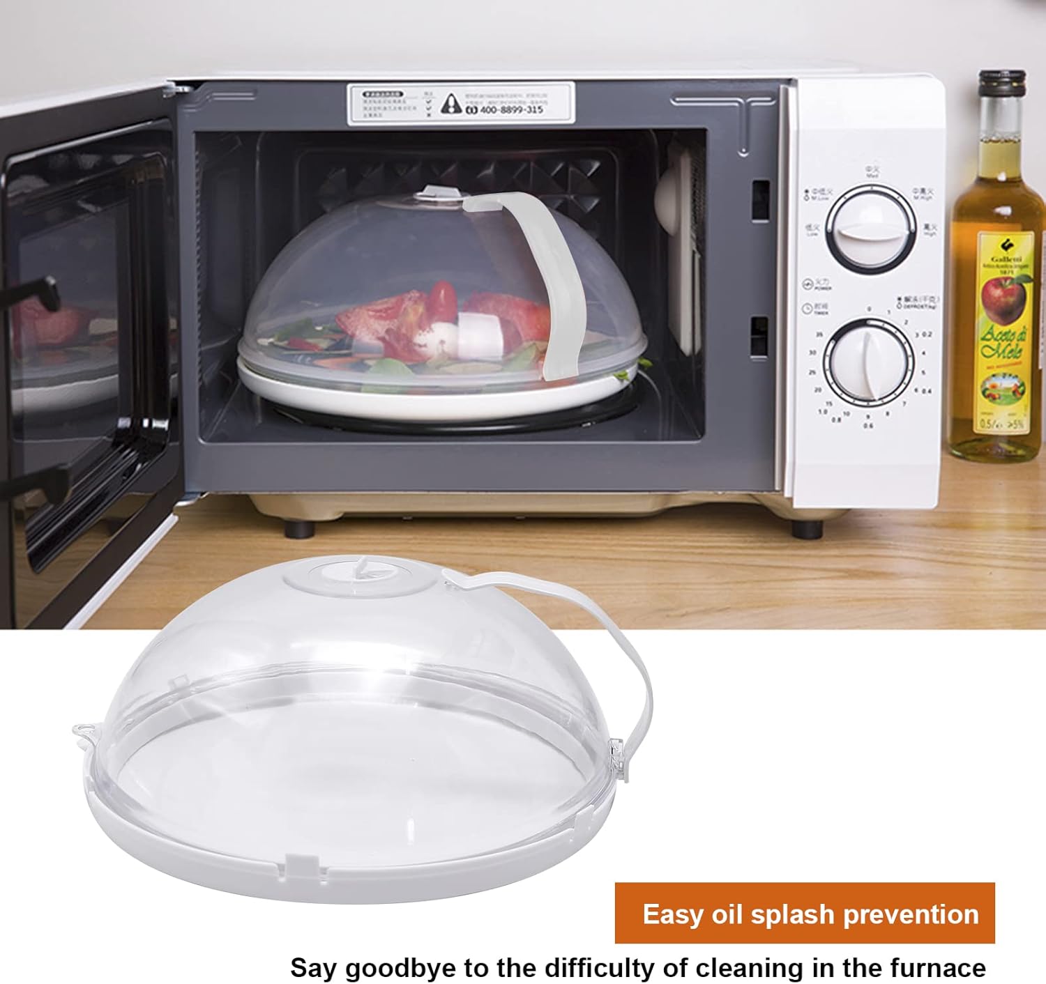 Microwave Cover, Microwave Plate Food Cover with Handle, Anti-Splatter Microwave Splatter Cover with Steam Vents, BPA Free & Dishwasher Safe.
