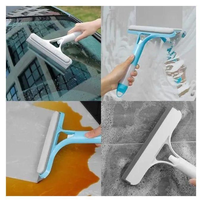 3 in 1 Window Cleaner with Spray - Professional Silicone Squeegee Scraper & Microfiber Scrubber Combo