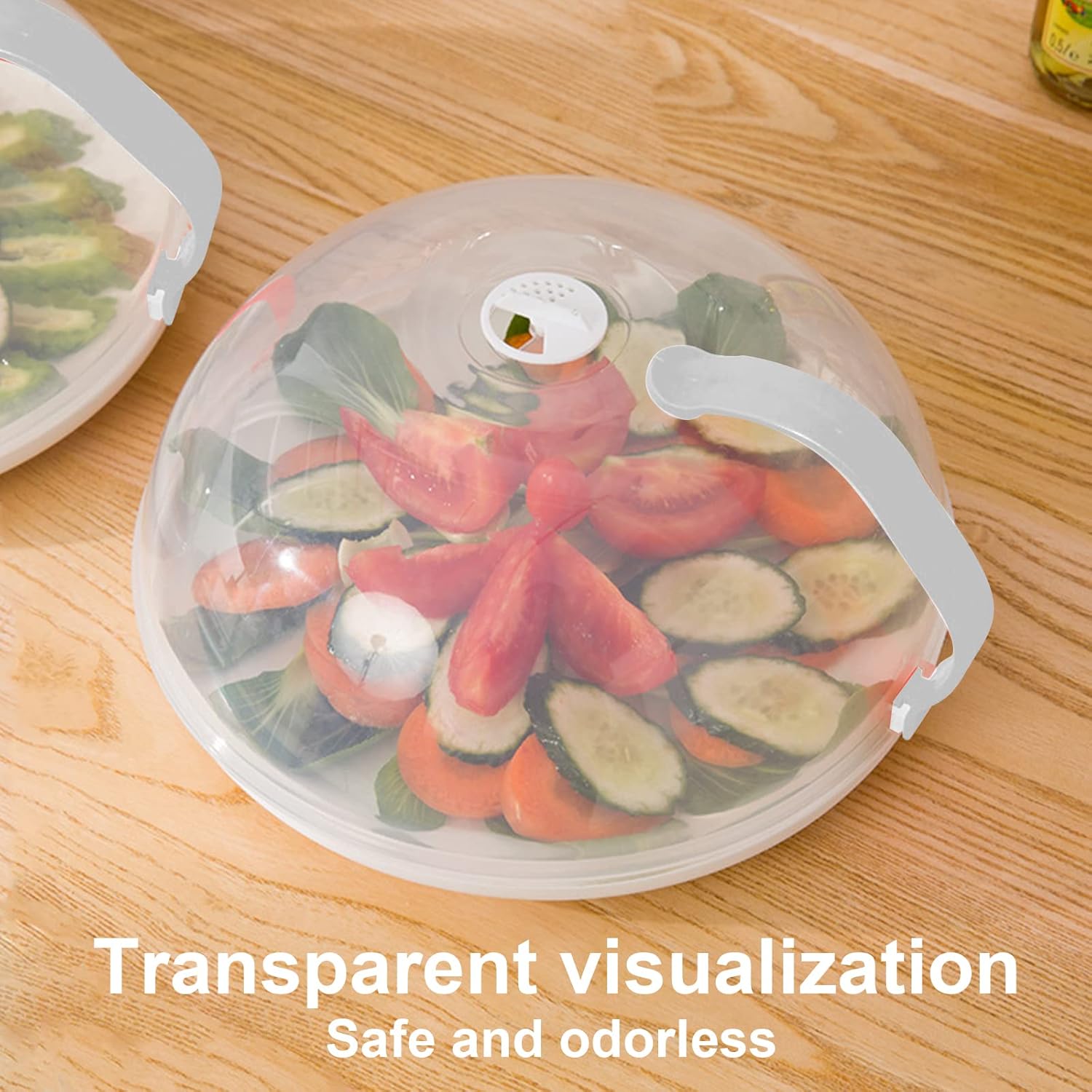 Microwave Cover, Microwave Plate Food Cover with Handle, Anti-Splatter Microwave Splatter Cover with Steam Vents, BPA Free & Dishwasher Safe.