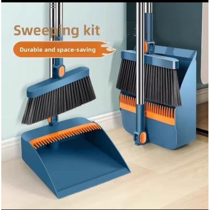 2 in1 Brooms and Dustpan Set with Scraper, Foldable Rotatable Broom, Hair Catcher Dustpan for Floor