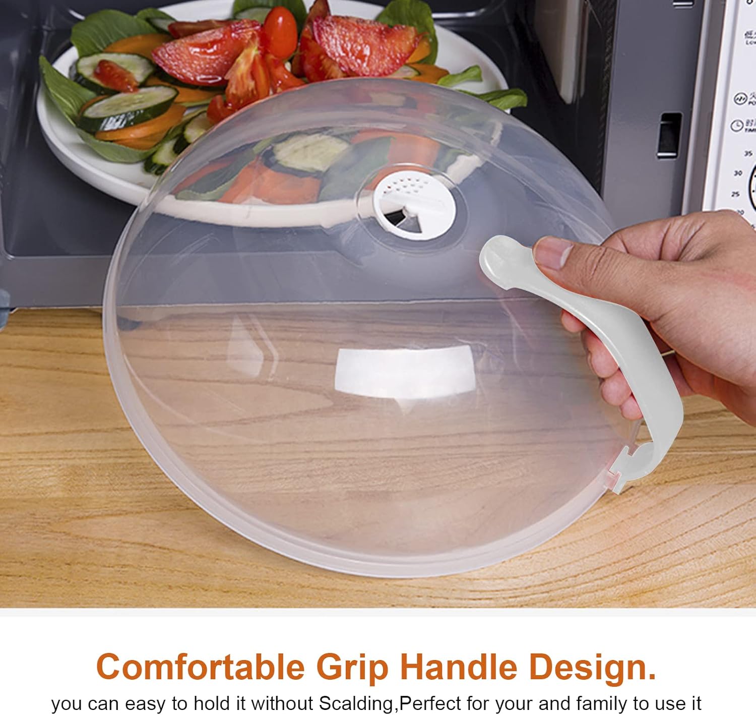 Microwave Cover, Microwave Plate Food Cover with Handle, Anti-Splatter Microwave Splatter Cover with Steam Vents, BPA Free & Dishwasher Safe.