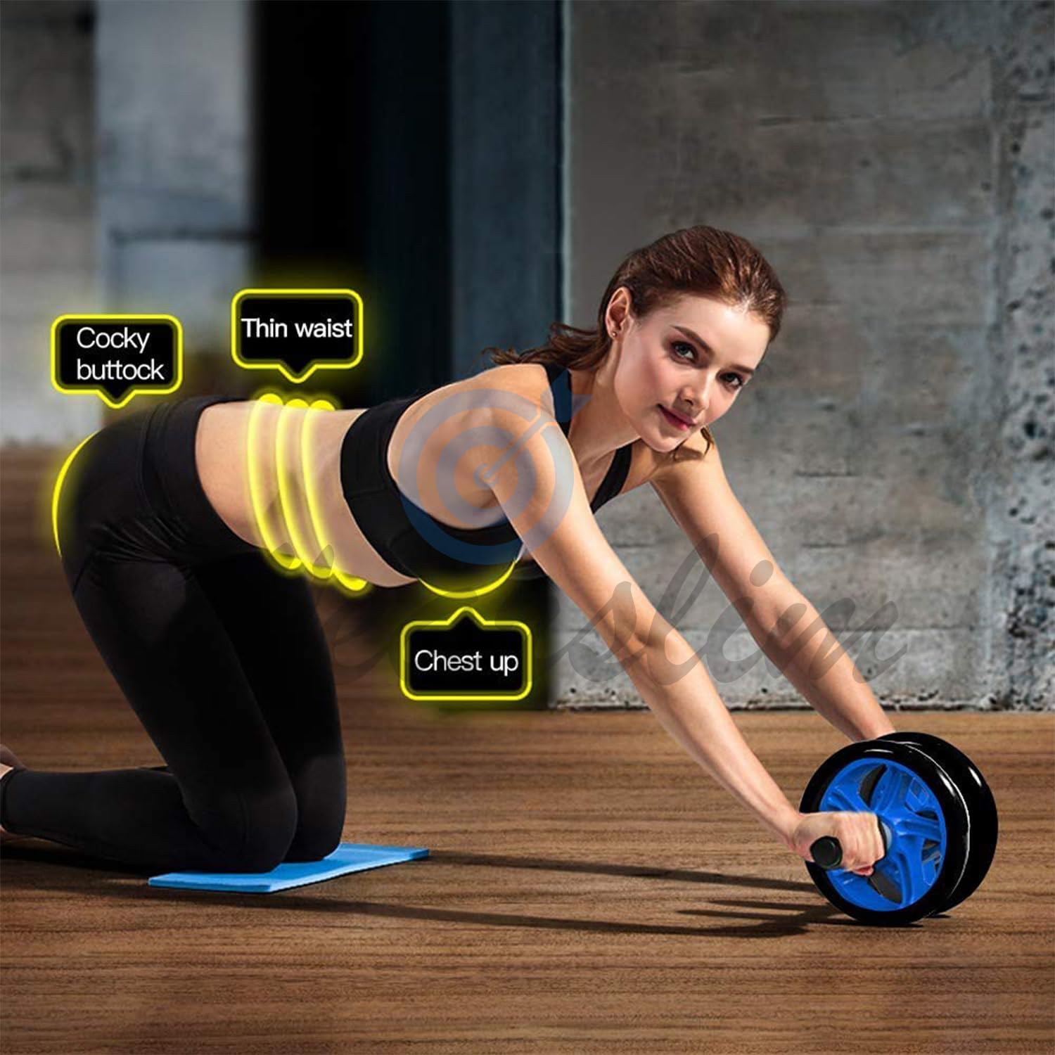Double Wheels Abs Wheel Roller Braked Exercise Wheel Super -AB Roller For Core And Full Body Strength Gym Equipment Upper Body Toning