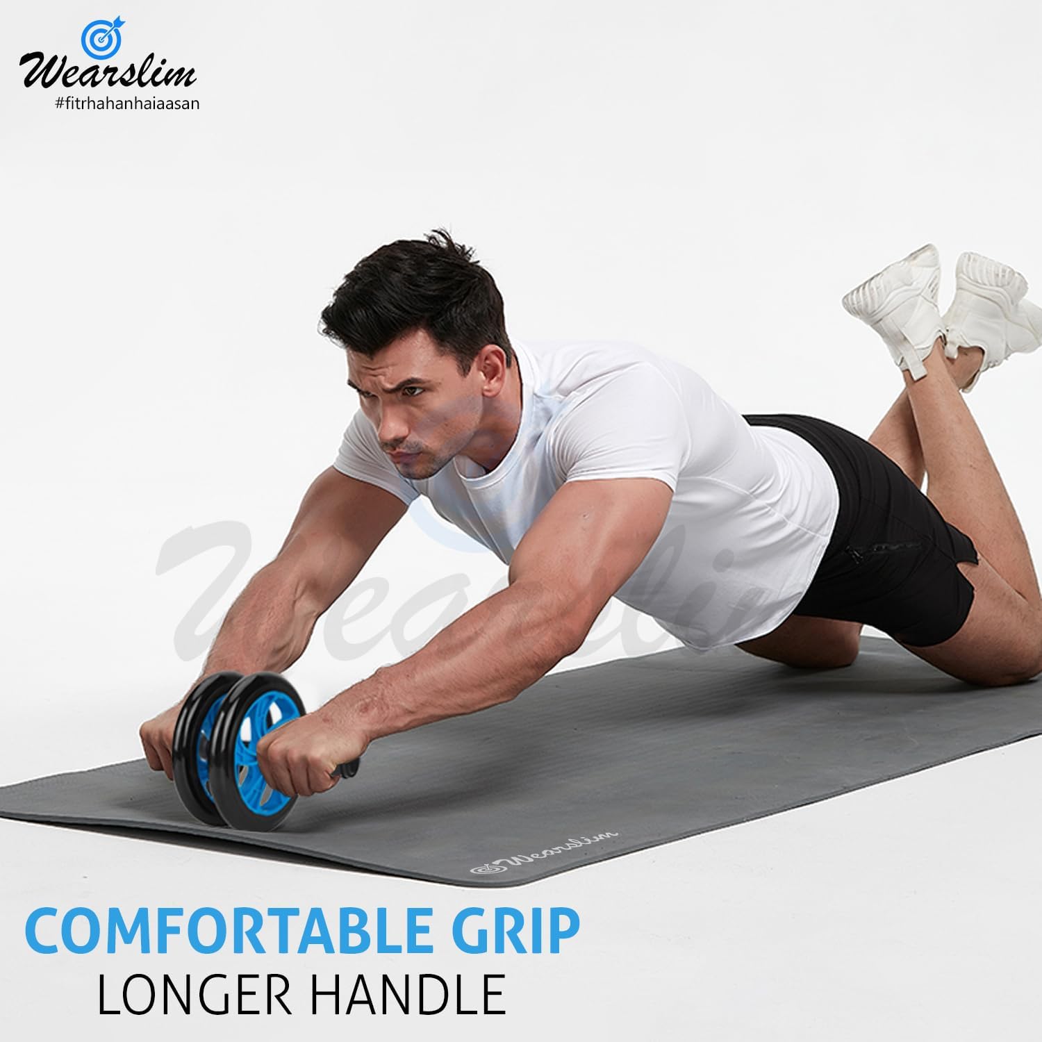 Double Wheels Abs Wheel Roller Braked Exercise Wheel Super -AB Roller For Core And Full Body Strength Gym Equipment Upper Body Toning