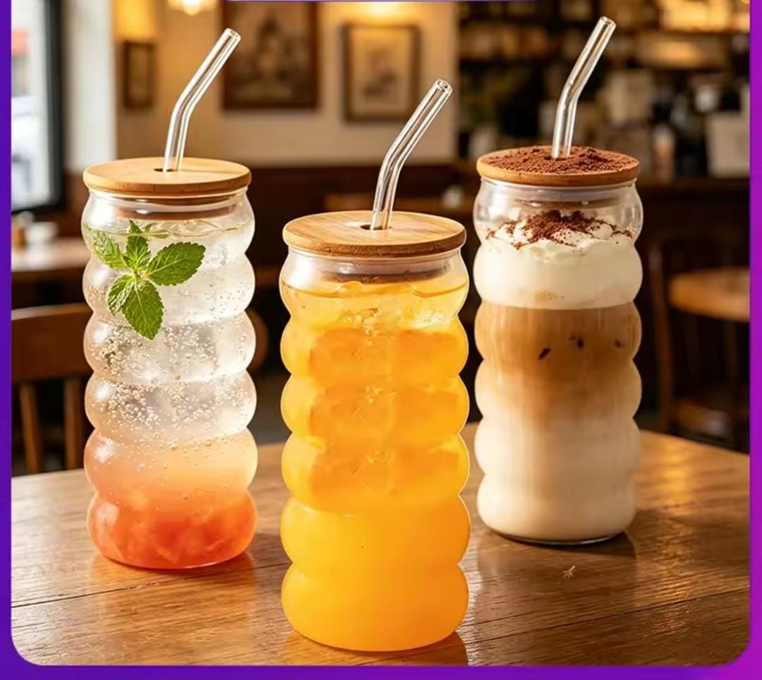 600ml Glass Smoothie Jar with Bamboo Lid & Reusable Straw